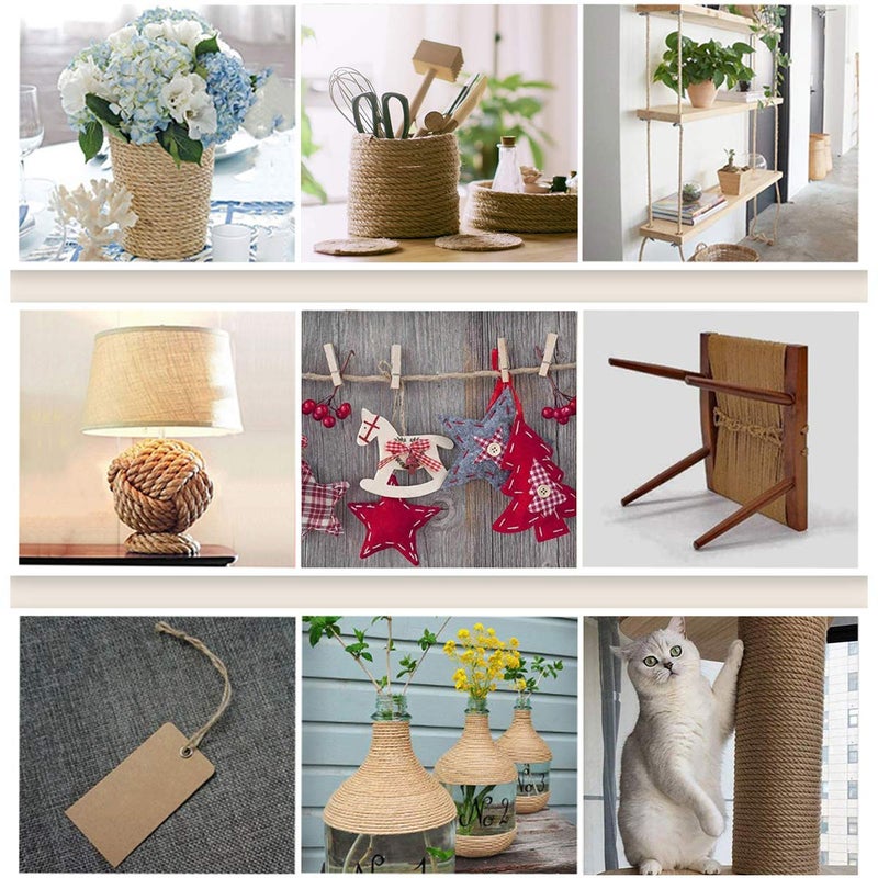 HOMYHOME حبل جوت طبيعي HOMYHOME 10 مم حبل خيط للحرف اليدوية للتغليف، الزينة، تجميع الحدائق، شجرة القطط 33 قدم - Image 2
